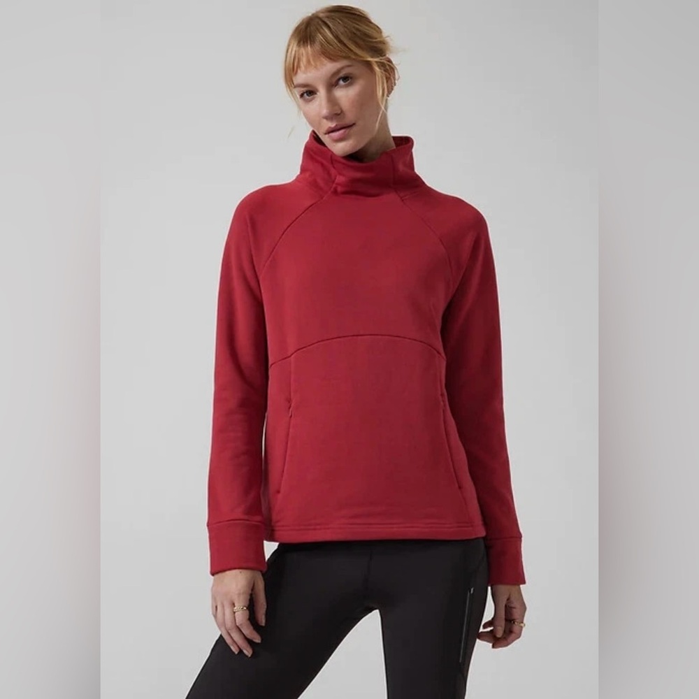 Athleta Womens Polartech Funnel Neck Sweatshirt Decadent Red Size M
